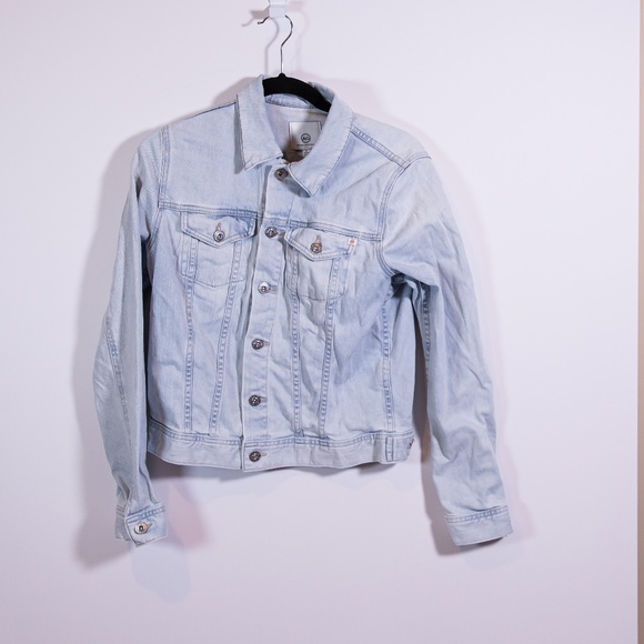AG Adriano Goldschmied Robyn Cotton Stretch Slim Button Front Jean Denim Jacket - Picture 1 of 4